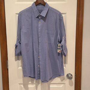 NWT Tasso Elba  Men's Casual Blue Button Down Shirt Long Sleeves  Size XL